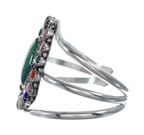 Navajo Native American Sterling Silver Malachite Treasure Cuff Bracelet NX11778